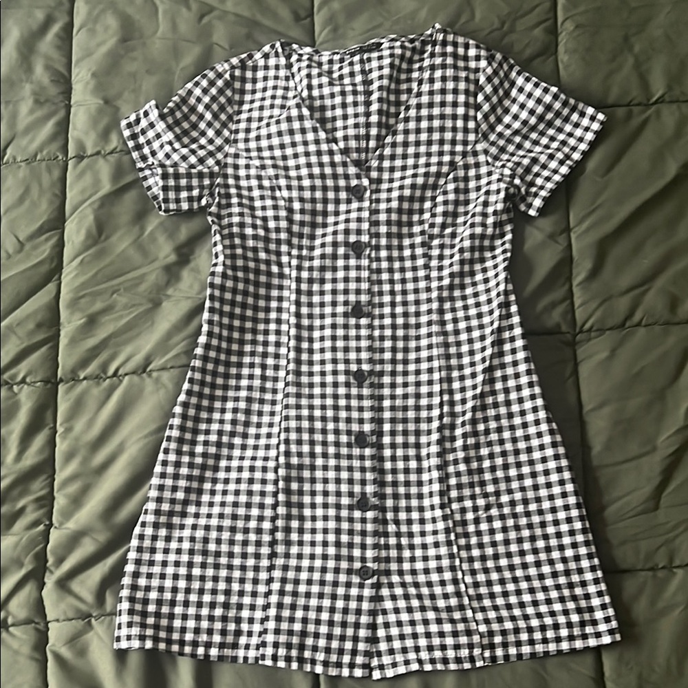 SHEIN UNITY Button Front Gingham Dress